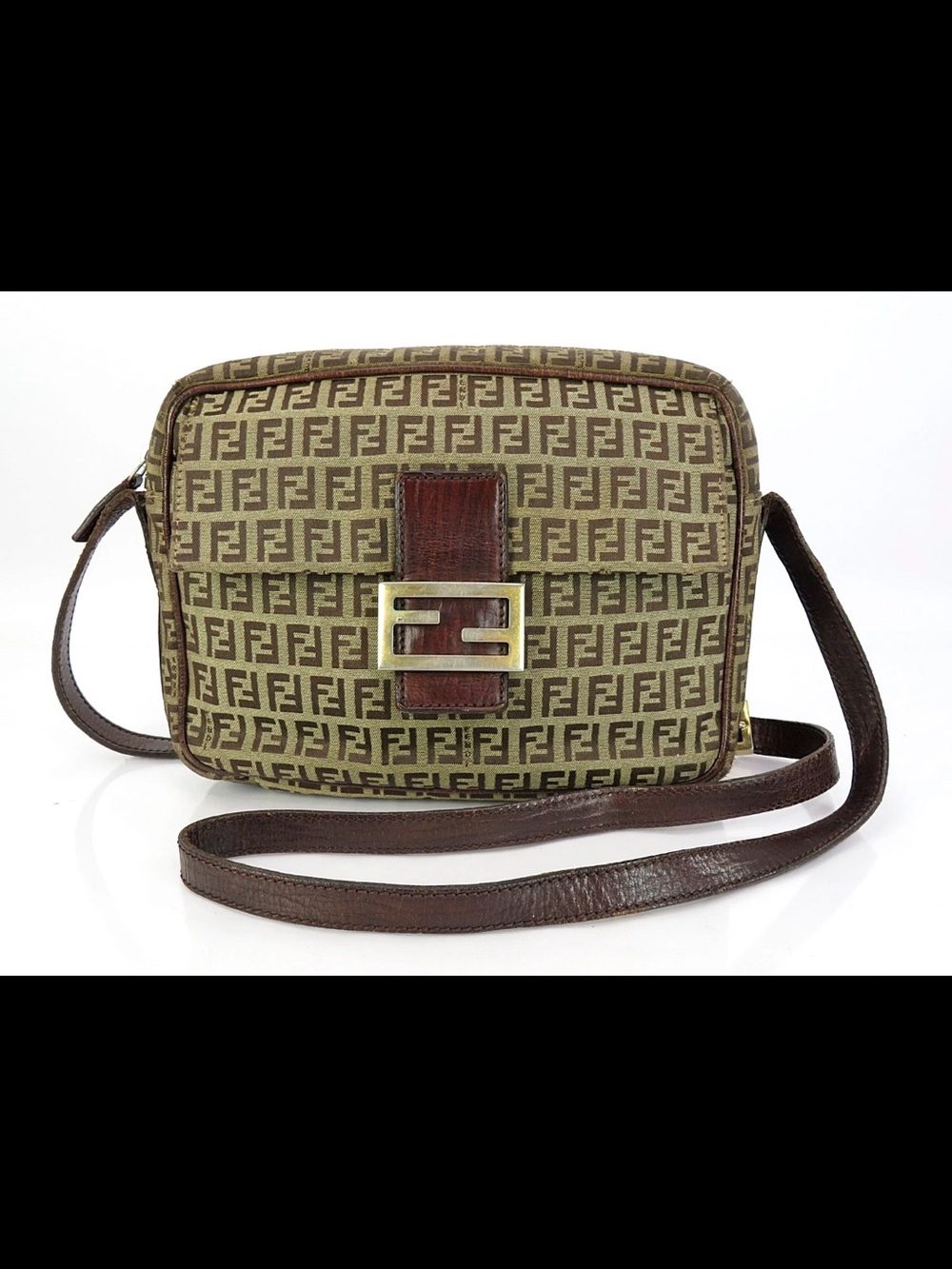 Fendi Monogram Crossbody Bag in Brown and Tan